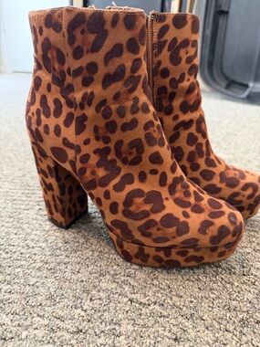 Sorbet Leopard Print Platform Ankle Boots - Brown & Dark Brown